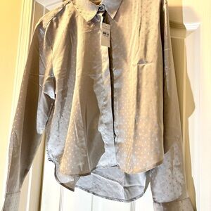 Satin jaquard button down shirt - Magnesium